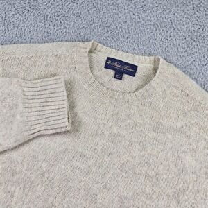 Brooks Brothers Sweater Mens Large Beige Wool Blend Crewneck Pullover Soft Knit